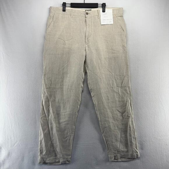 J Crew Linen Pants Men's 36 FITS 38x32 Beige Trousers Baird Mcnutt Lightweight - Picture 2 of 11